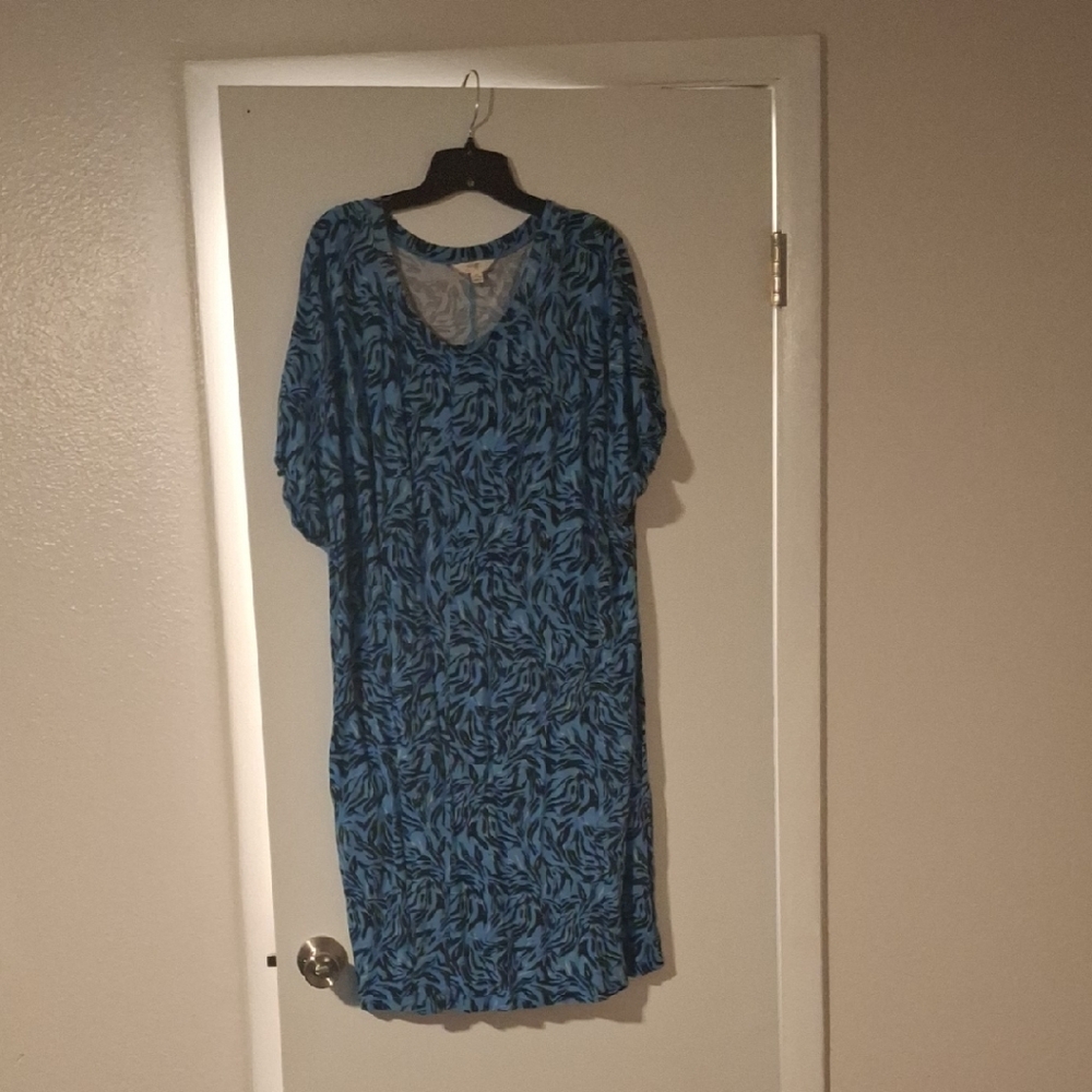 Terra & Sky Blue and Black Animal Print Top